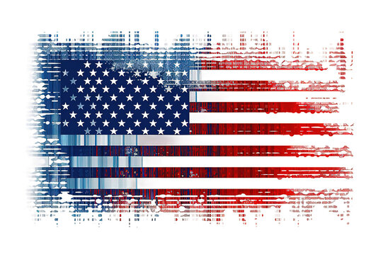 American Flag on map USA isolated on PNG Background. Generative Ai.