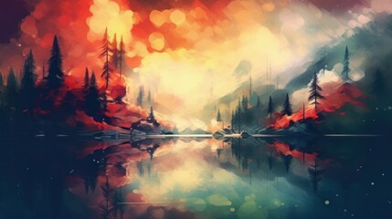 Abstract paint landscape theme. Painting style background