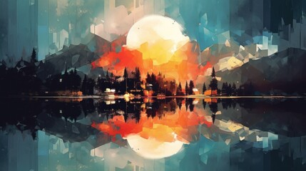 Abstract paint landscape theme. Painting style background