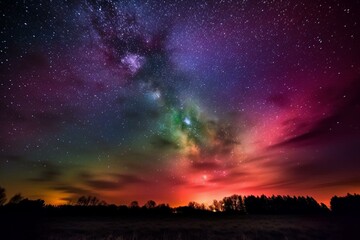 Fototapeta na wymiar Stunning vibrant burst of lights in the sky. Generative AI