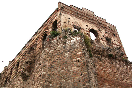 Tekfur Sarayi, Byzantine palace in Istanbul, Turkey.
Exterior view before its restoration.
