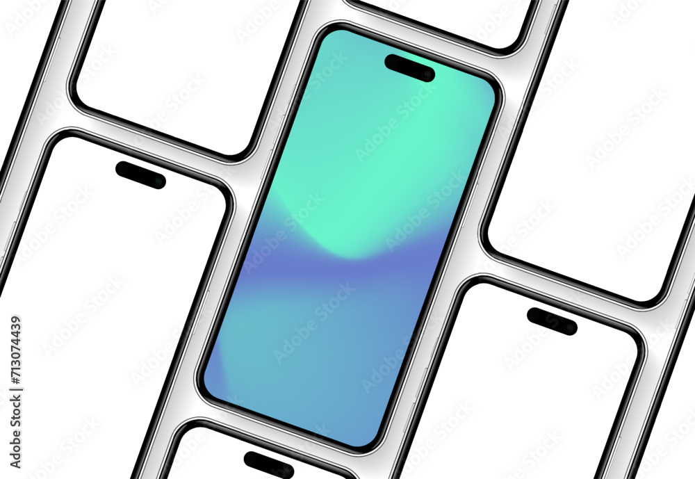 Aufkleber Realistic smartphone mockup. Mobile phone vector with isolated on white background. Device front view. 3D mobile phone with shadow. Realistic, high quality smart phone mockup for ui ux presentation.