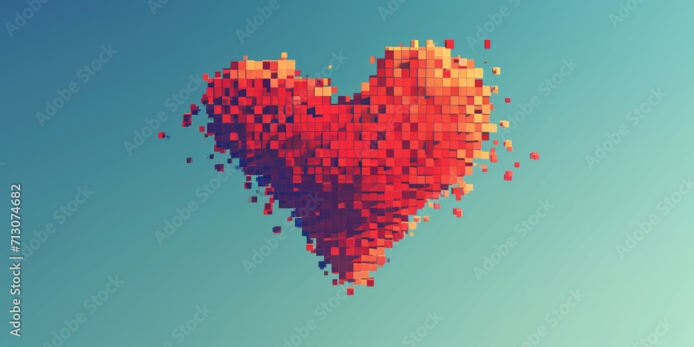 Aufkleber a heart made of cubes floating in the air. perfect for expressing love and affection. ideal for vale