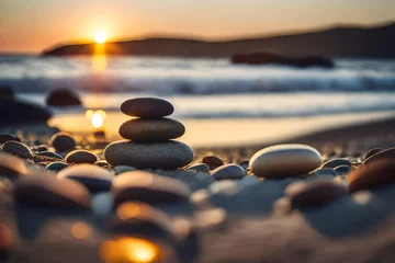 Keuken spatwand met foto stones on the beach © azka