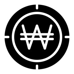 Korean won coin icon Simple vector illustration graphic icon for web, UI and App mobile design isolated on white background