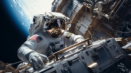 Astronaut Performing Critical Space Station Repair