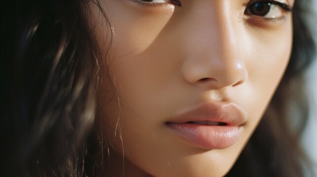 Intricate Close-Up of Filipina Top Model's Flawless Skin and Captivating Eyes