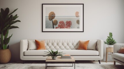 Fototapeta na wymiar Frame mockup in a modern classic living room