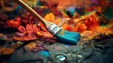 Obraz premium Dynamic Transformation of a Paintbrush into Trails of Colorful Creativity