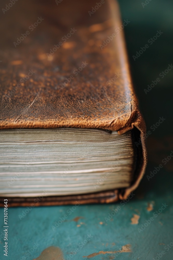 Aufkleber A close up view of a book placed on a table. Suitable for various uses
