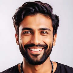 Photo Portrait of a Handsome Indian Man Smiling with Clean Teeth
