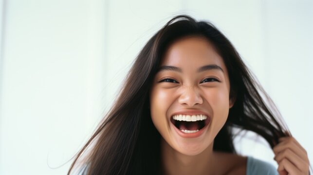 Expressive Filipina Model with Range of Emotions on White Background