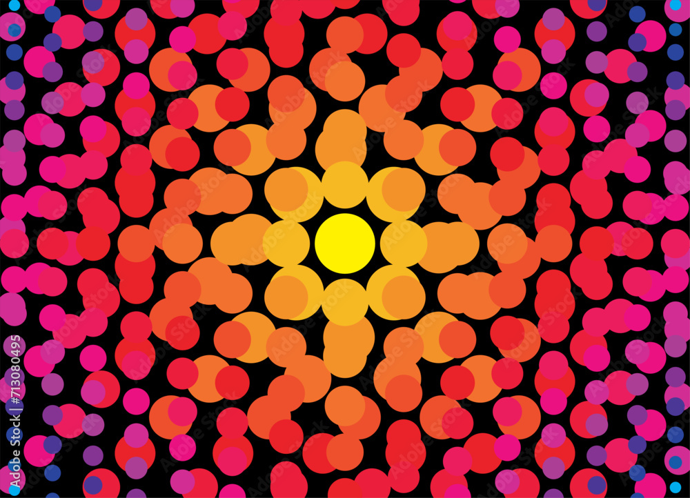 Poster abstract background from colored dots on a black background. wallpaper. halftone vector gradient. mo