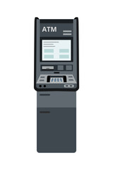 ATM machine isolated on white background. Cash machine. Banking technology.