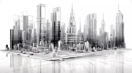 Fototapeta premium metropolis - cityscape, skyline, city, business, banking, architecture, corporate, building, commerce, presentation