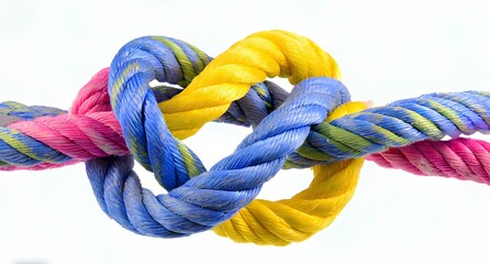 Unity And Teamwork Concept with colorful rope