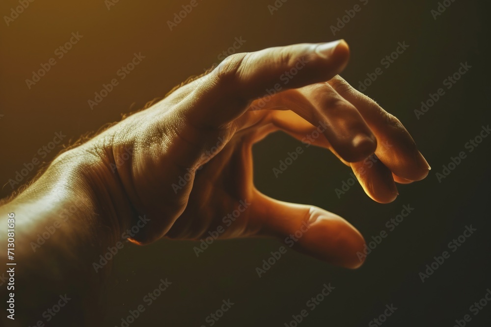 Aufkleber a close-up view of a person's hand holding an object. this versatile image can be used to illustrate