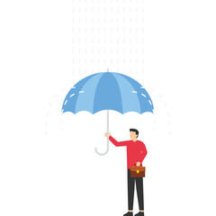 Business insurance and protection, umbrella protection, social security, double safety, life safety, Vector illustration design concept in flat style

