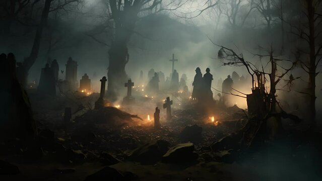 Mysterious Mist The smoky fog of a Celtic Samhain ritual creates an otherworldly atmosphere as participants honor their ancestors.