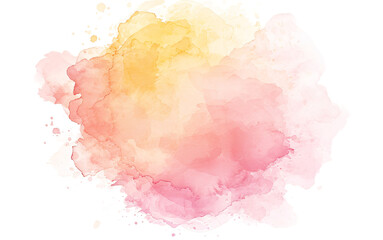 watercolor splashes forming a pink and yellow cloud shape on a transparent background for creative design projects - obrazy, fototapety, plakaty