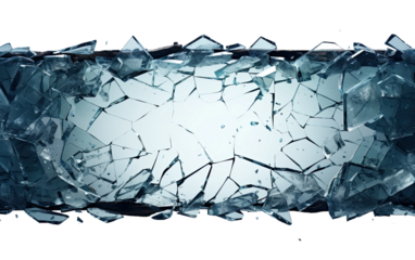 Shattered Glass in Abandoned Mirror on White or PNG Transparent Background.