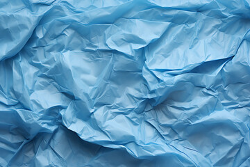 blue crumpled paper background close-up
