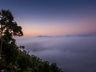 Fototapeta na wymiar Sea of mist landscape. Gloselo Village, Sop moei District, Mae hong son Province, Thailand.