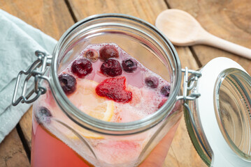 Fermented probiotic healthy water kefir with fruits