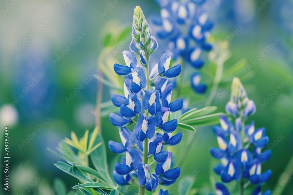 Poster A close-up view of a bunch of beautiful blue flowers. Perfect for adding a pop of color to any project or design