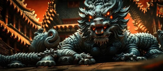 Fototapeta premium Dragon Statue in the Forbidden - Mythical Majesty