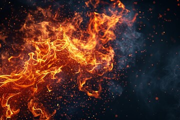 Fototapeta na wymiar dynamic and intense display of fire and smoke
