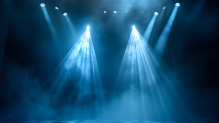 Spotlights with smoke and empty stage