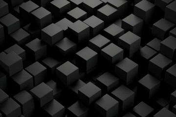 Seamless pattern of black cubes in isometric view. High-quality background for professional photography. Generative AI