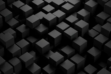 Fotobehang Seamless pattern of black cubes in isometric view. High-quality background for professional photography. Generative AI © Vadym