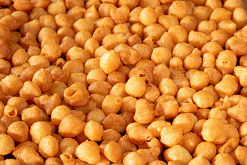 Close-up of delicious soup filling and snack product background
