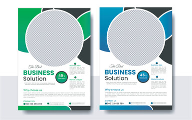 Corporate business flyer design and digital marketing agency brochure cover template with photo Free Vector