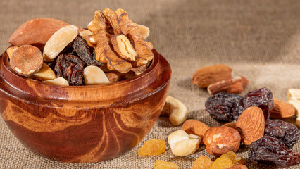 Vibrant close-up of nut and dried fruit assortment, ideal for health-conscious snacking