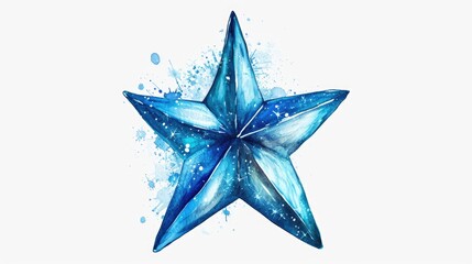 A beautiful watercolor painting of a blue star. Perfect for adding a touch of color and elegance to any space