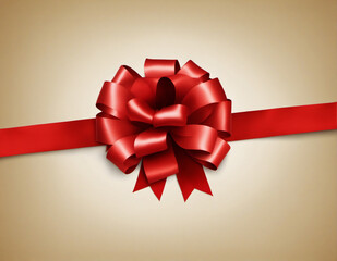 Red bow and ribbon. Realistic holiday decoration