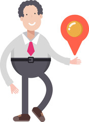 Office Worker Character Holding Map Pin
