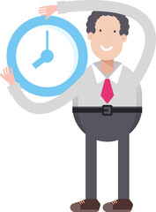 Office Worker Character Holding Clock

