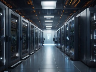 Naklejka premium Modern facility of data center room