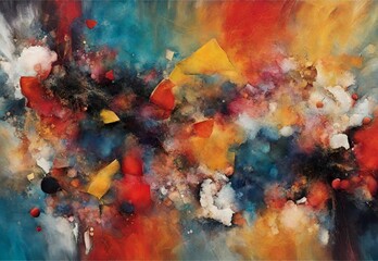 Obraz na płótnie Canvas Abstract art where colors, shapes, and textures bombard the senses.
