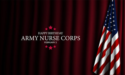Army Nurse Corps Birthday February 2 Background Vector Illustration - obrazy, fototapety, plakaty