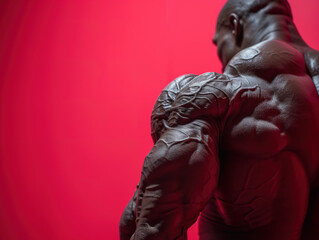 Close-up image of bodybuilder shoulder with extremely well defined muscles and vascular system