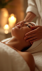 Obraz na płótnie Canvas Woman receiving massage at spa resort