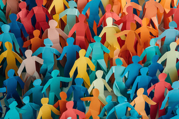 Fototapeta premium Crowd of diverse paper cut people background