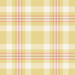 Post pattern background check, ornamental textile tartan vector. 1950s plaid fabric seamless texture in yellow and old lace colors.