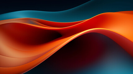 Fototapeta premium Silky neon wallpaper, vibrant dark orange and light blue, futuristic waves, smooth tone transitions. Background. Trendy backgrounds of 2024 for websites and advertising agencies.