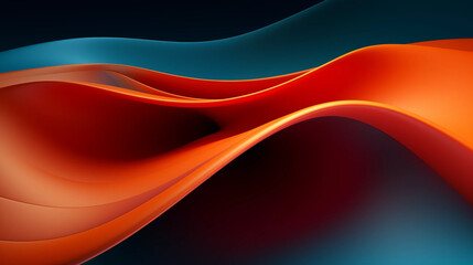 Fototapeta premium Silky neon wallpaper, vibrant dark orange and light blue, futuristic waves, smooth tone transitions. Background. Trendy backgrounds of 2024 for websites and advertising agencies.
